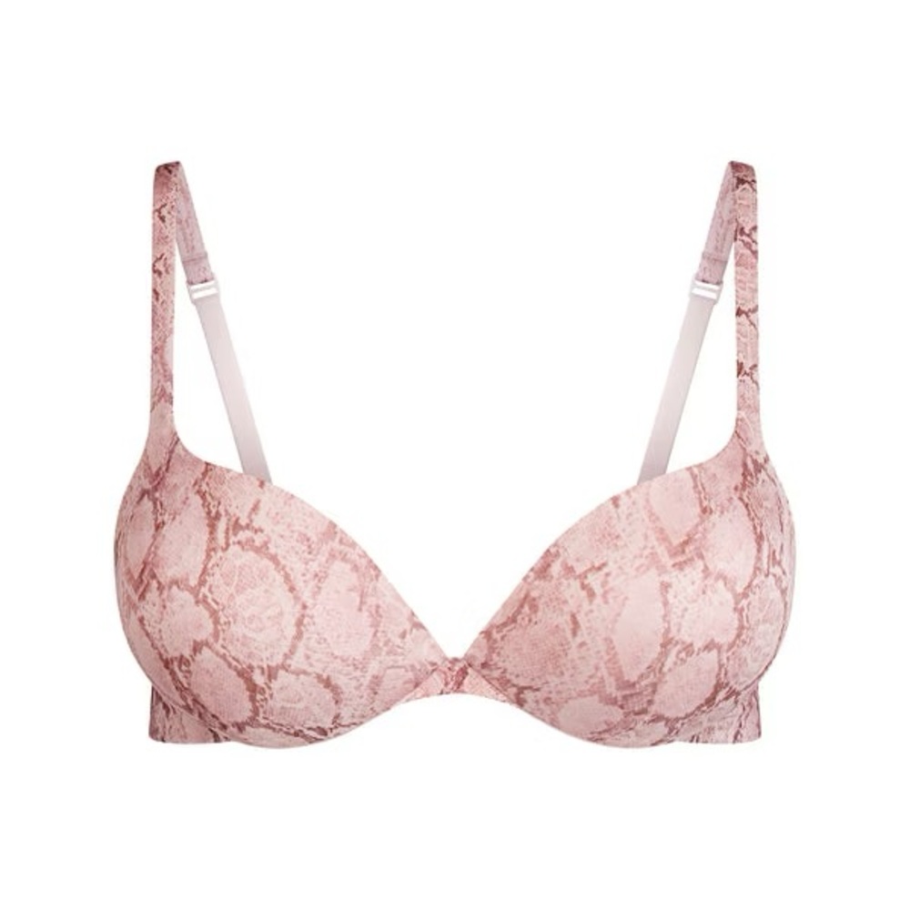 SKIMS Pink Snake-Print Ultimate Push Up Plunge Bra